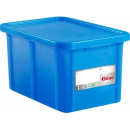 Bac rectang. PEHD bleu 55L avec couvercle