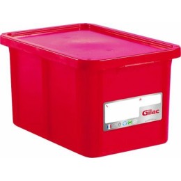 Bac rectang. PEHD rouge 55L avec couvercle