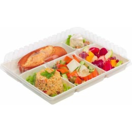 Couvercle PLA pour plateau repas 5 compartiments - par 50