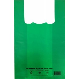 Sac bretelles vert PEBD 50 µ  45 x 26 + 6 cm - par 500