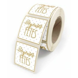 Étiquette adhésive "Joyeuses fêtes" 3,5 x 4 cm - par 500