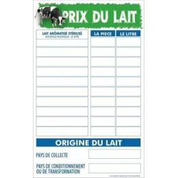 Panneau affichage prix et origine lait 48,5 x 30 cm