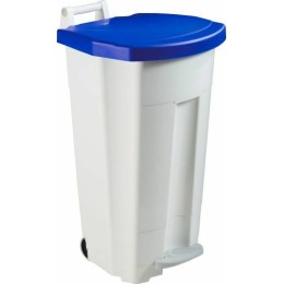 Poubelle mobile a pédale Boogy bleu 90 L