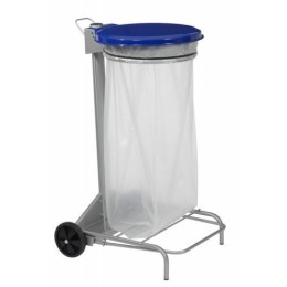 Support sac poubelle 110 L mobile bleu à pédale