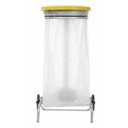Support sac poubelle 110 L mobile jaune à pédale