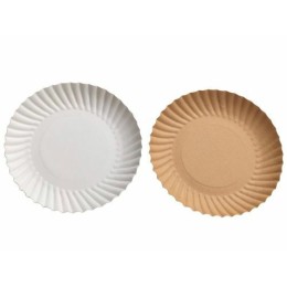 Assiette ronde carton intérieur blanc et extérieur écru ø 12,5 cm - par 50