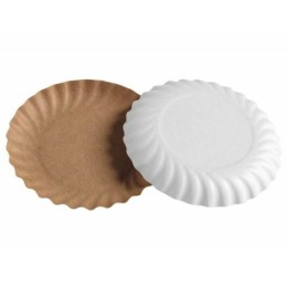 Assiette ronde carton intérieur écru extérieur blanc Ø 24 cm - par 25