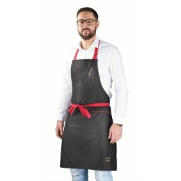 Tablier Balthazar polycoton noir/framboise Talbot H. 85 cm