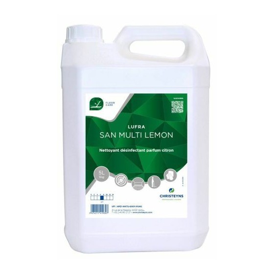 Nettoyant désinfectant Lufra San Multi Lemon - par 5 L Nettoyant désinfectant Lufra San Multi Lemon - par 5 L