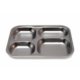 Plateau 4 compartiments inox 25 x 20,5 x 2,5 cm - par 12