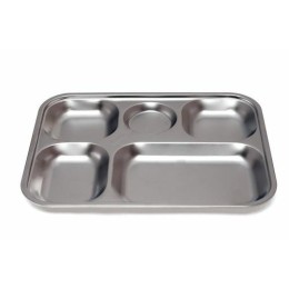 Plateau 5 compartiments inox 30,5 x 23,5 x 2,5 cm - par 12