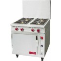Fourneau 4 feux vifs sur four électrique 800 x 925 mm