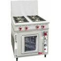 Fourneau 4 feux vifs sur four électrique ventilé 800 x 925 mm