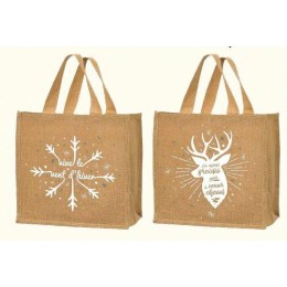 Sac en jute Joyeuses fêtes - par 25