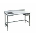 Table de préparation inox 140 x 60 cm dosseret 10 cm