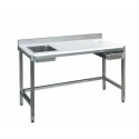 Table de préparation inox avec bac 140 x 60 cm dosseret 10 cm