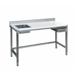 Table de préparation inox avec bac 190 x 60 cm dosseret 10 cm