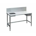 Table de préparation inox avec bac 190 x 60 cm dosseret 40 cm