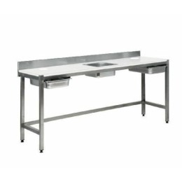 Table de travail inox double poste 190 x 60 cm dosseret 10 cm