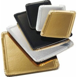 Grand plateau traiteur en carton double face argent / or  42 x 28 cm - par 25
