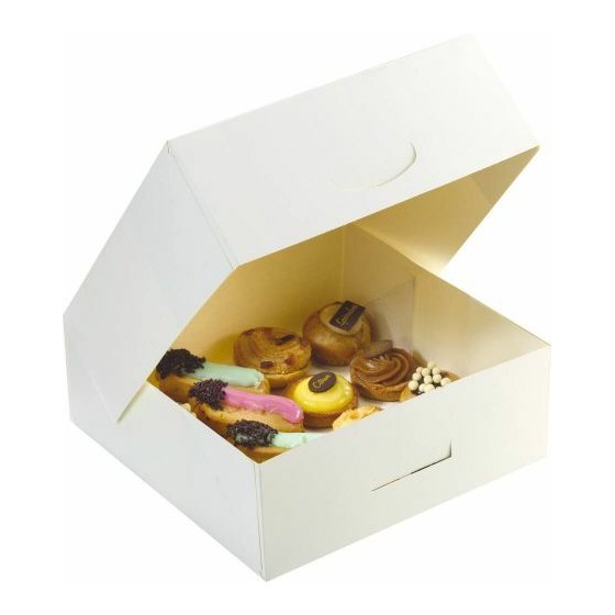 Lot De 10 Boîtes à Gâteau En Carton Blanc 18x18x5 Cm - Alimentaire, Empilable, Pour Pâtisseries, Tartes, Cadeaux
