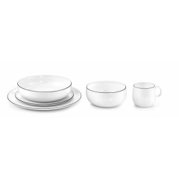 Assiette à salade et pâte Yaka blanche liseré noir ø 20 cm - par 6