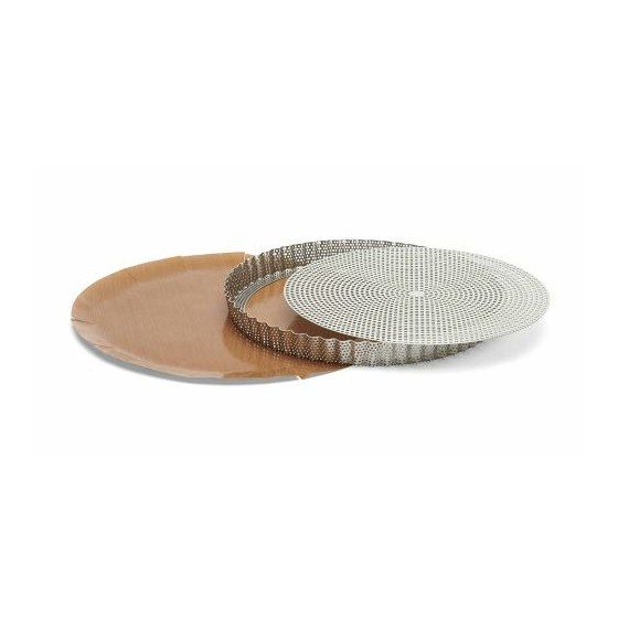 Moule à tarte inox perforé et feuille cuisson 28 cm