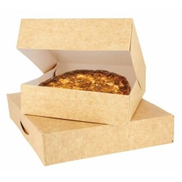 Boîte pâtissière kraft brun avec couvercle 16 x 16 x 8 cm - par 50