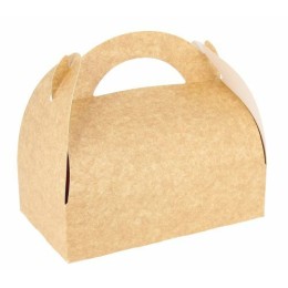 Boîte pâtissière kraft brun avec poignées 17 x 15 x 6 cm - par 50