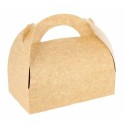 Boîte pâtissière kraft brun avec poignées 17 x 15 x 6 cm - par 50