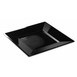 Assiette carrée réutilisable PS noir 240 mm - par 12