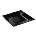 Assiette carrée réutilisable PS noir 240 mm - par 12