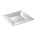 Assiette carrée réutilisable PS nacré 240 mm - par 12
