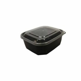 Boite à couvercle charnière pp noir 50 cl - par 408