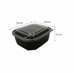 Boite à couvercle charnière pp noir 50 cl - par 408