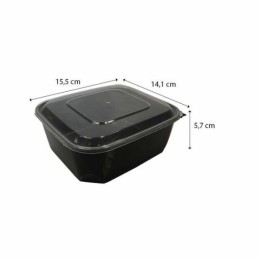 Boite à couvercle charnière pp noir 75 cl - par 288