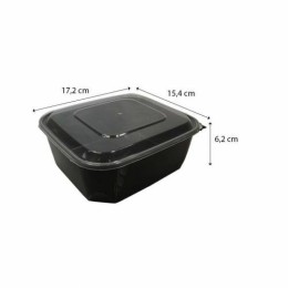 Boite à couvercle charnière pp noir 100 cl - par 300