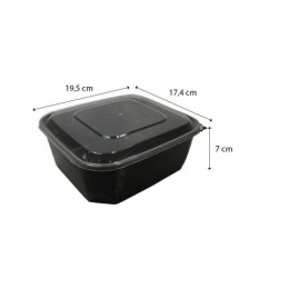 Boite à couvercle charnière pp noir 150 cl - par 192