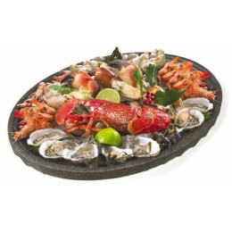 Plateau fruits de mer polystyrène ovale noir 50 x 35 cm - par 30