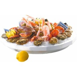 Plateau fruits de mer polystyrène ovale blanc 70 x 40 cm - par 25