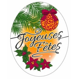 Azyme Joyeuses Fêtes ovale 110 x 86 mm - par 18