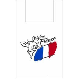 Sac plastique réutilisable "Origine France" PEBD 50 µ 45 x 26 + 6 cm - par 500