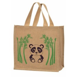 Sac toile de jute panda 37 x 36 + 23 cm - par 25
