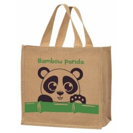 Sac toile de jute panda 37 x 36 + 23 cm - par 25