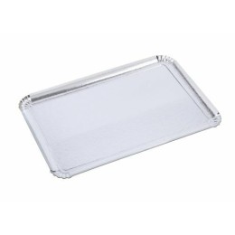 Plateau traiteur carton simple face argent 28 x 42 cm - par 25
