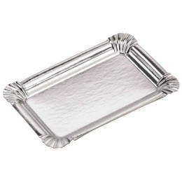 Plateau traiteur carton simple face argent 19 x 28 cm - par 25