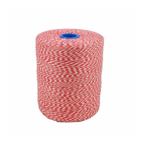 Ficelle polyester blanche et rouge 2,5/1 - par 1 kg Ficelle polyester blanche et rouge 2,5/1 - par 1 kg