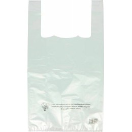 Sac plastique bretelles argent PEBD 50 µ  45 x 26 + 6 cm - par 500