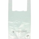 Sac plastique bretelles argent PEBD 50 µ  45 x 26 + 6 cm - par 500