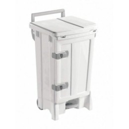 Poubelle à pédale avec porte et roulettes 90L